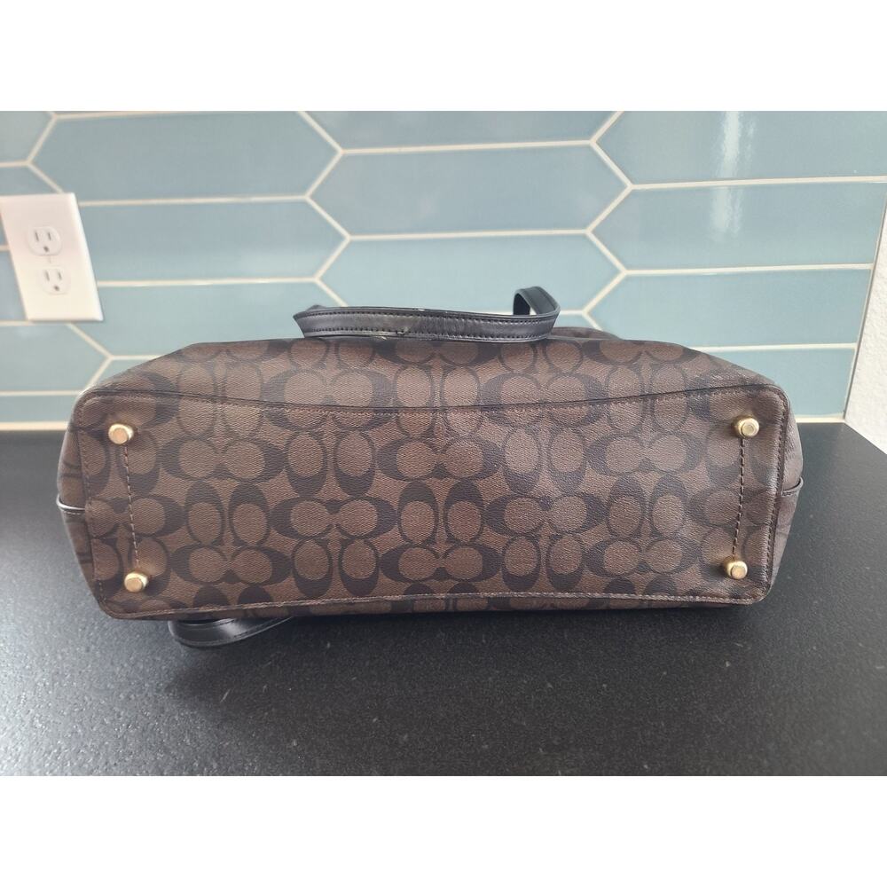 Coach Authentic Brown Signature Coated Canvas Large Avenue Carryall Tote - Picture 13 of 16